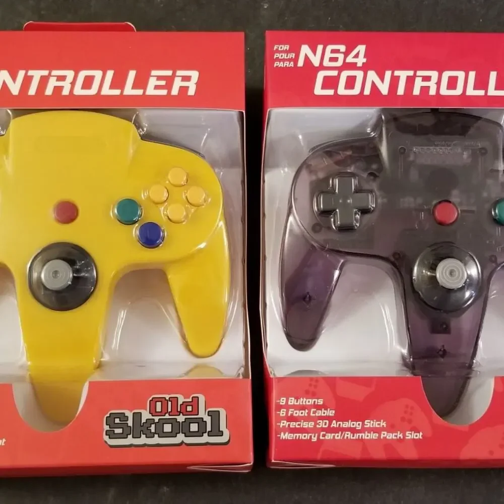 2 N64 Controllers - Atomic Purple & Yellow (NEW) - Nintendo64 - Old Skool